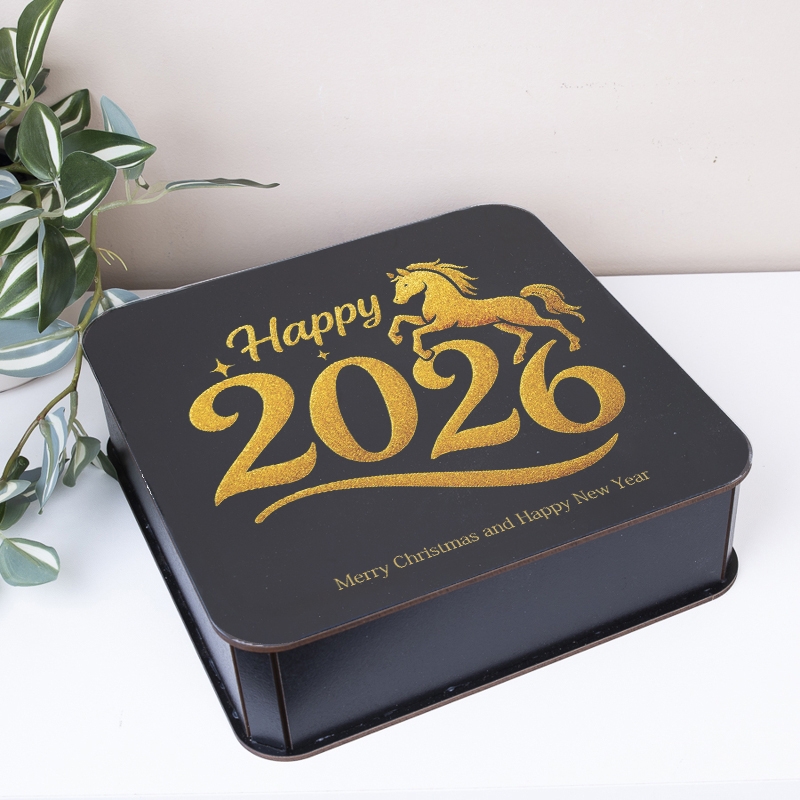 Коробка квадратна чорна Happy 2026