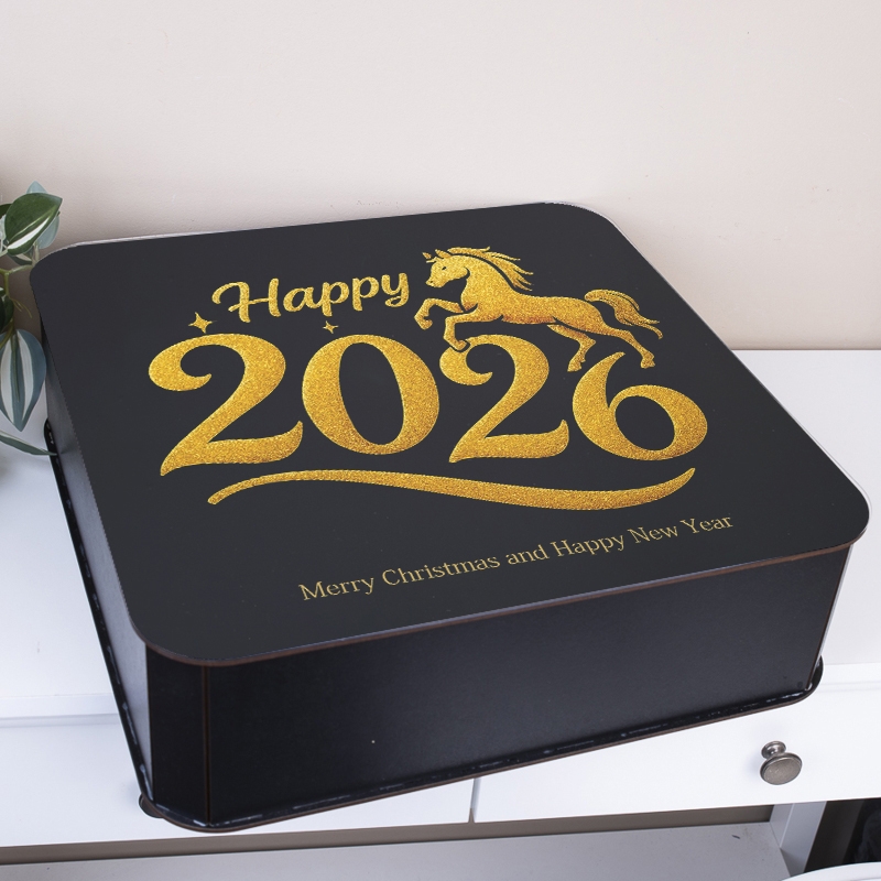 Коробка квадратна чорна Happy 2026