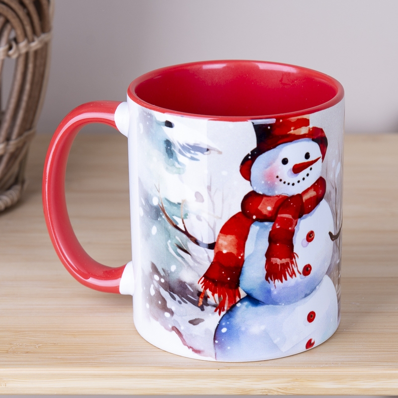 Чашка червона Сніговик m003 red, №7416
