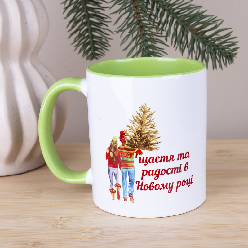 Чашка зелена Парочка m003 light green, №7416