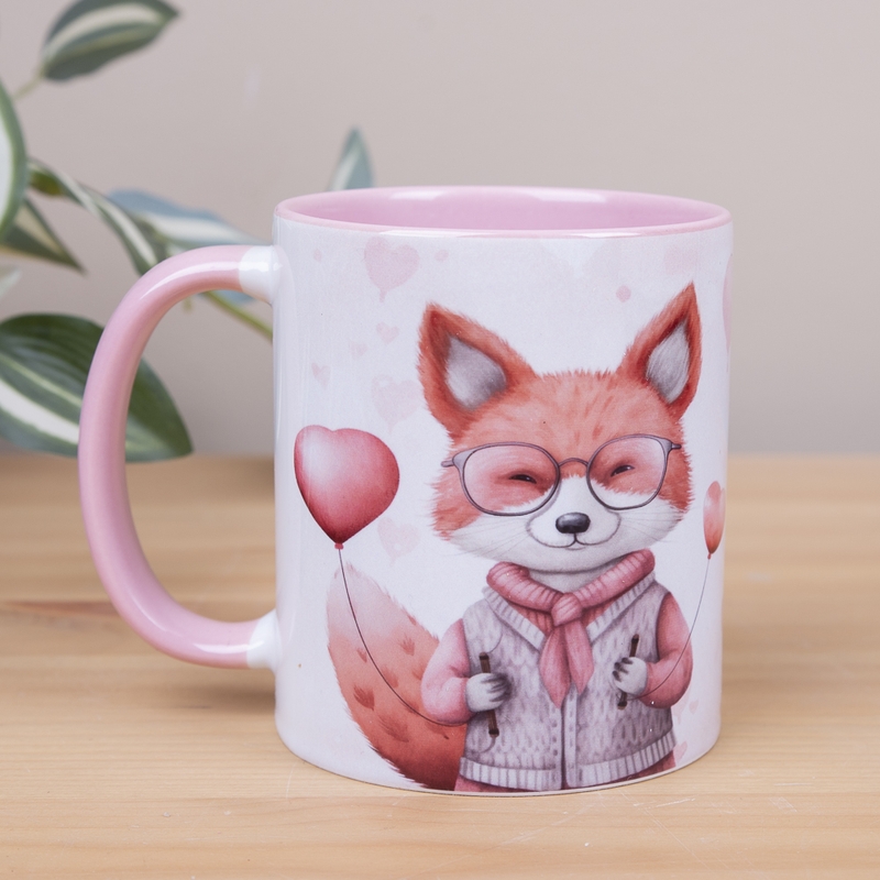 Чашка Лис з кульками m003 pink, №7416