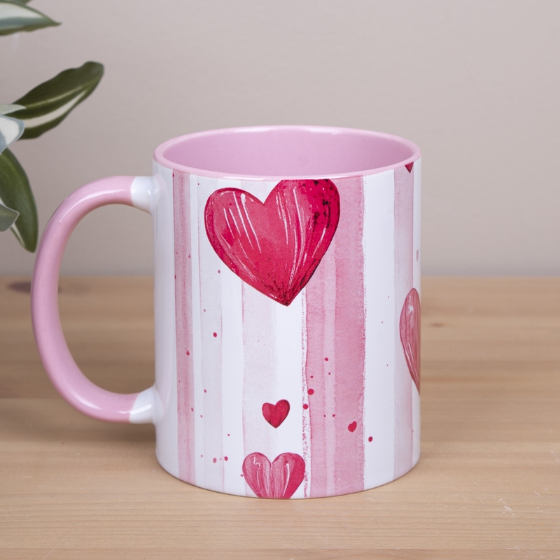 Чашка Рожеві сердечка m003 pink, №7416