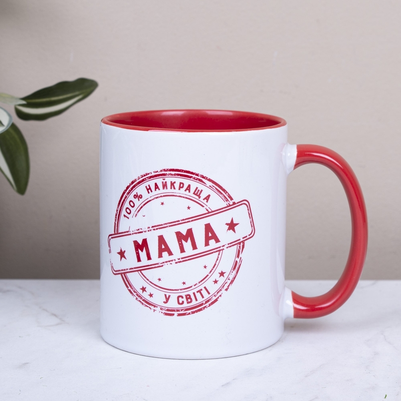 Чашка червона Найкраща мама ШТАМП m003 red, №7416