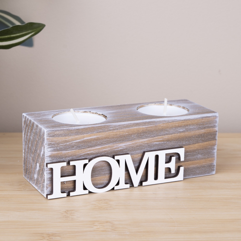 Підсвічник ДУО горіх+білі мазки HOME