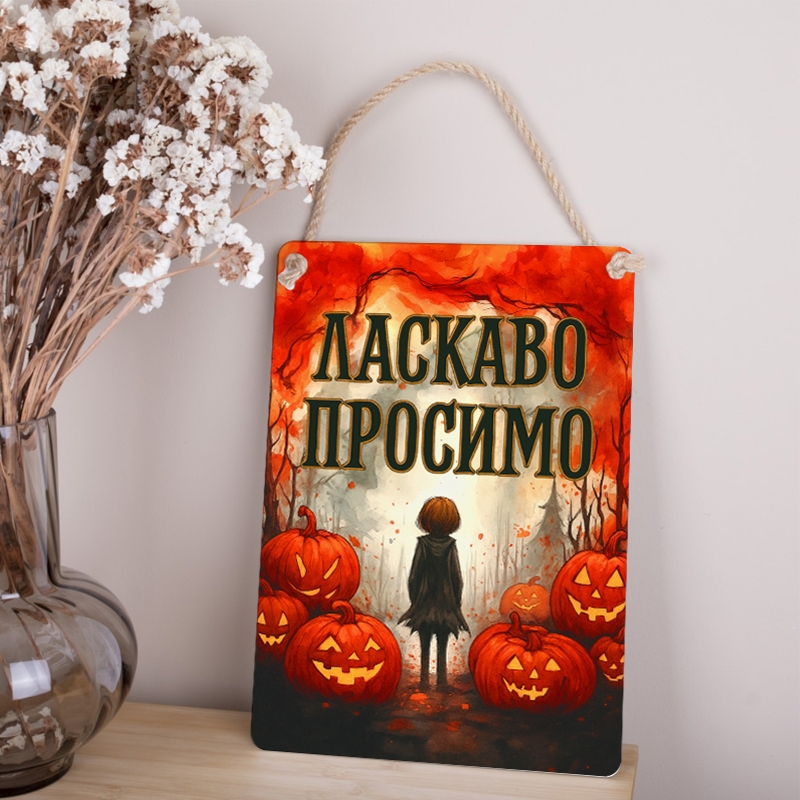 Табличка 34х24 см Ласкаво Просимо дівчинка в червоному лісі