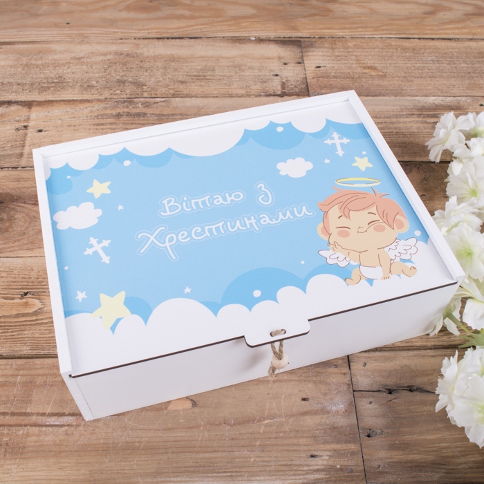 Подарункова коробка прямокутна 23×16×6.5 см «Хрестини»