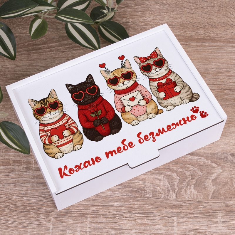 Подарункова коробка прямокутна 23×16×6.5 см «Кохаю тебе безмежно»