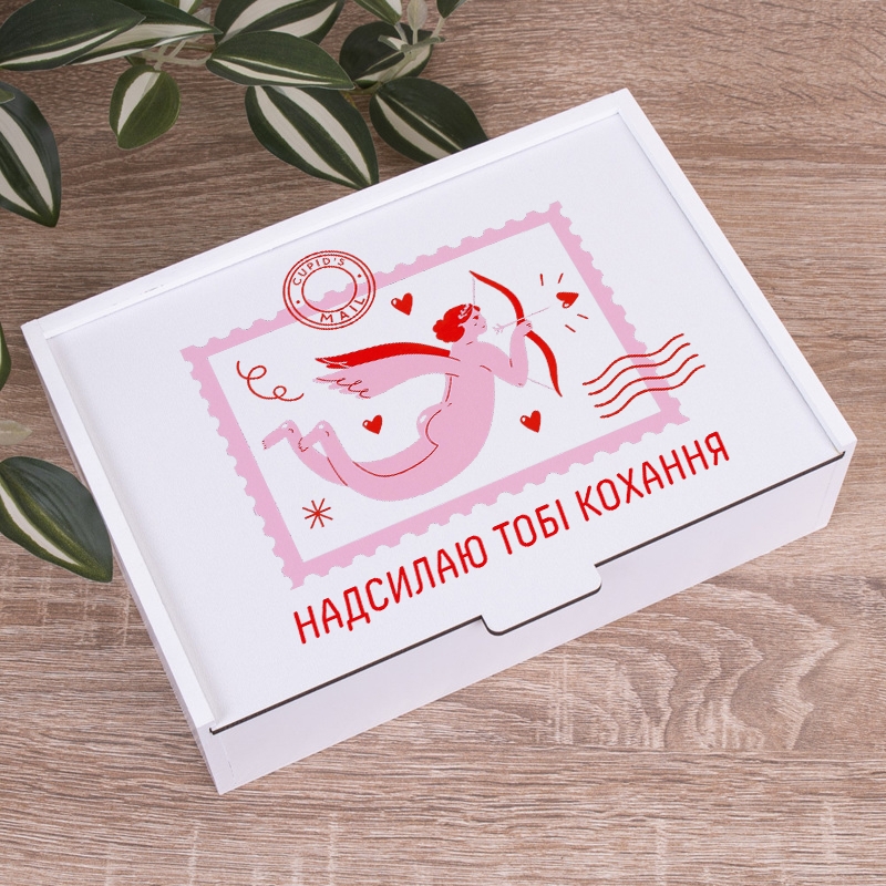 Подарункова коробка прямокутна 23×16×6.5 см «Надсилаю тобі кохання»