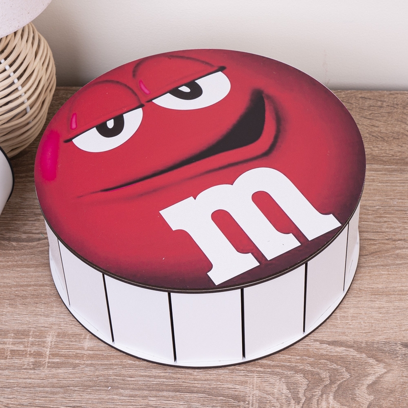 Подарункова коробка кругла червона ⌀27.3×9.6 см «M&M's червоний»