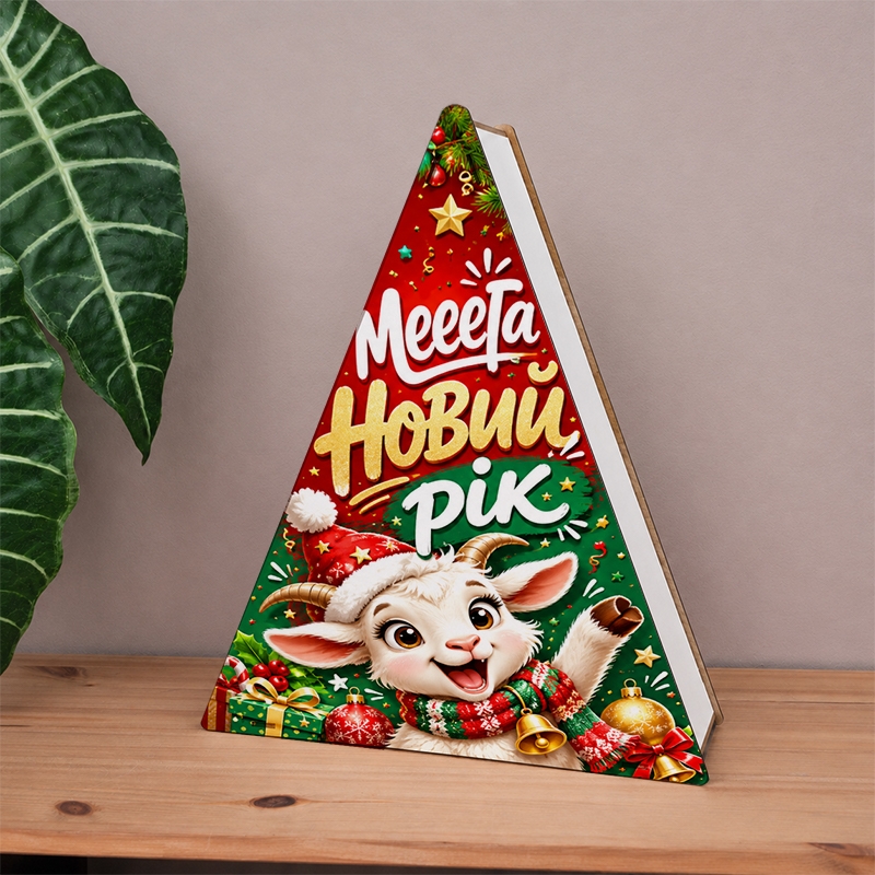 Подарункова коробка у формі ялинки різноколірна 39×29×11 см «Мееега новий рік»