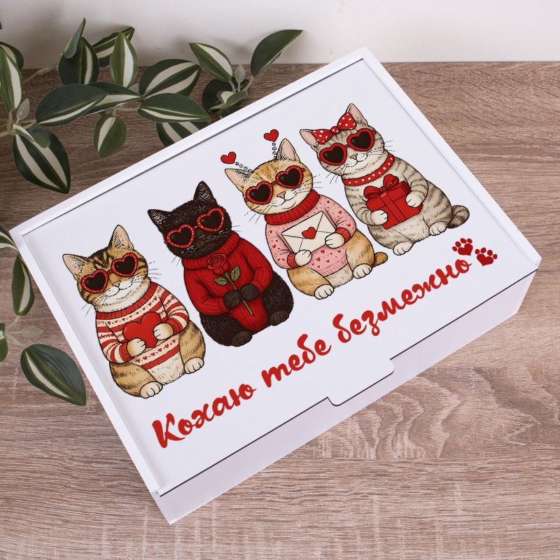 Подарункова коробка прямокутна 23×16×6.5 см «Кохаю тебе безмежно»
