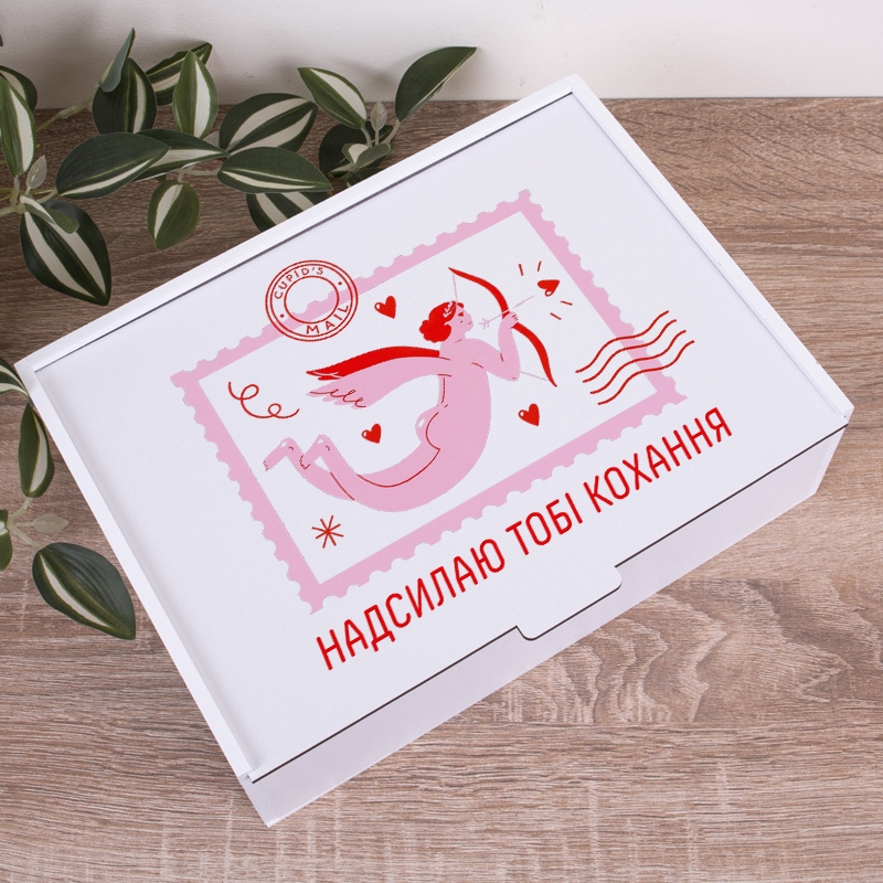 Подарункова коробка прямокутна 23×16×6.5 см «Надсилаю тобі кохання»