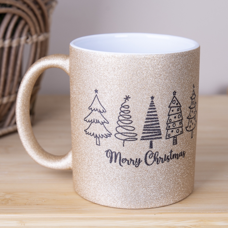 Чашка гліттер Merry Christmas m-j gold, №7422