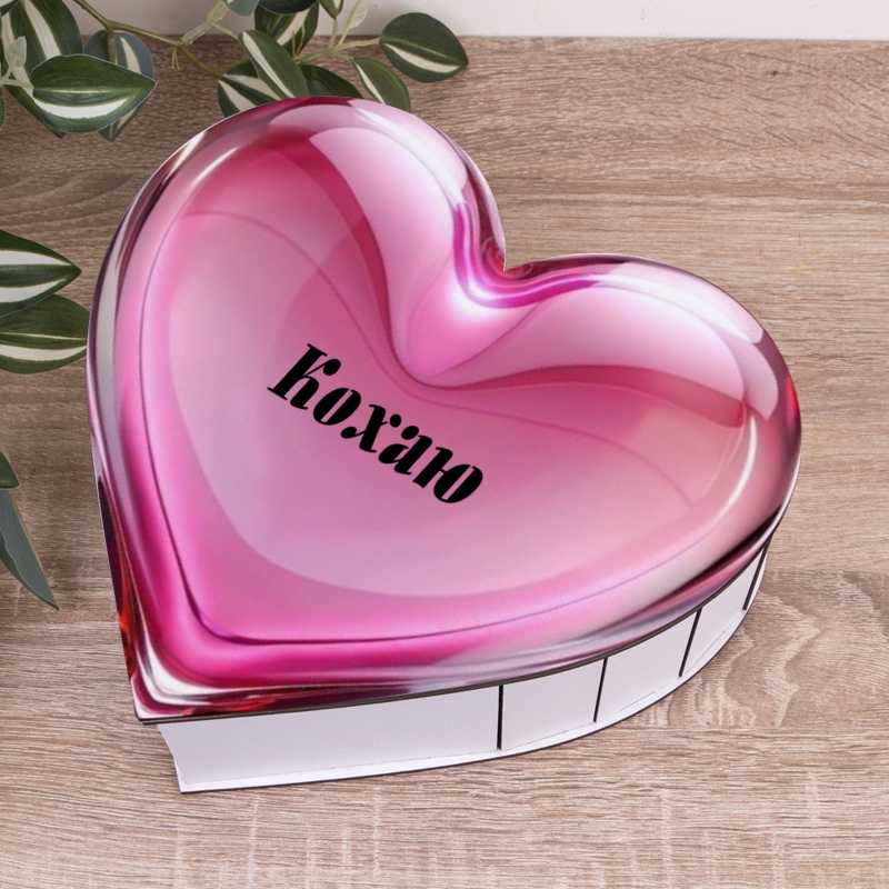 Подарункова коробка у формі серця рожева 21×22.5×6 см «Скляне Кохаю»