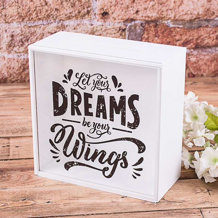 Скарбничка з написом 20×20 см «Dreams Wings»