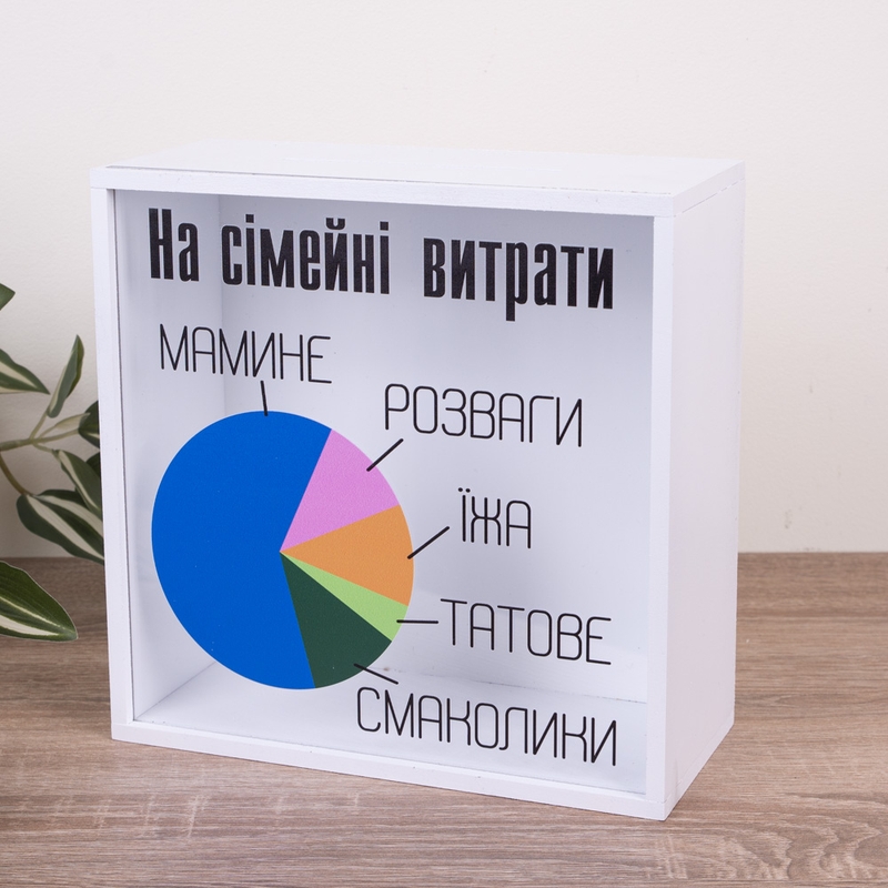 Скарбничка з написом 20×20 см «На сімейні витрати»
