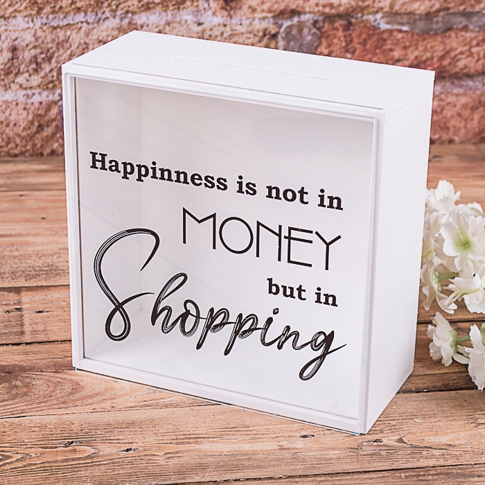 Скарбничка з написом 20×20 см «Happinness Shopping»
