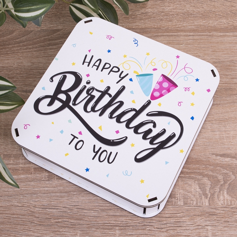 Подарункова коробка квадратна 24×24×7.2 см «Happy Birthday to you»