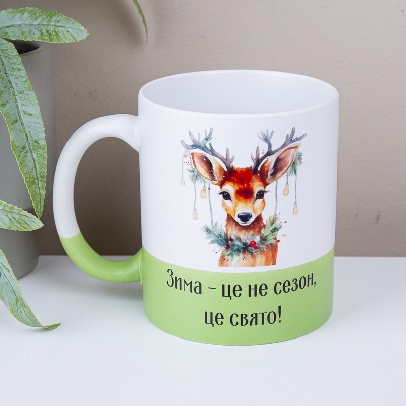 Чашка салатовий низ Оленя M-YC, #7411