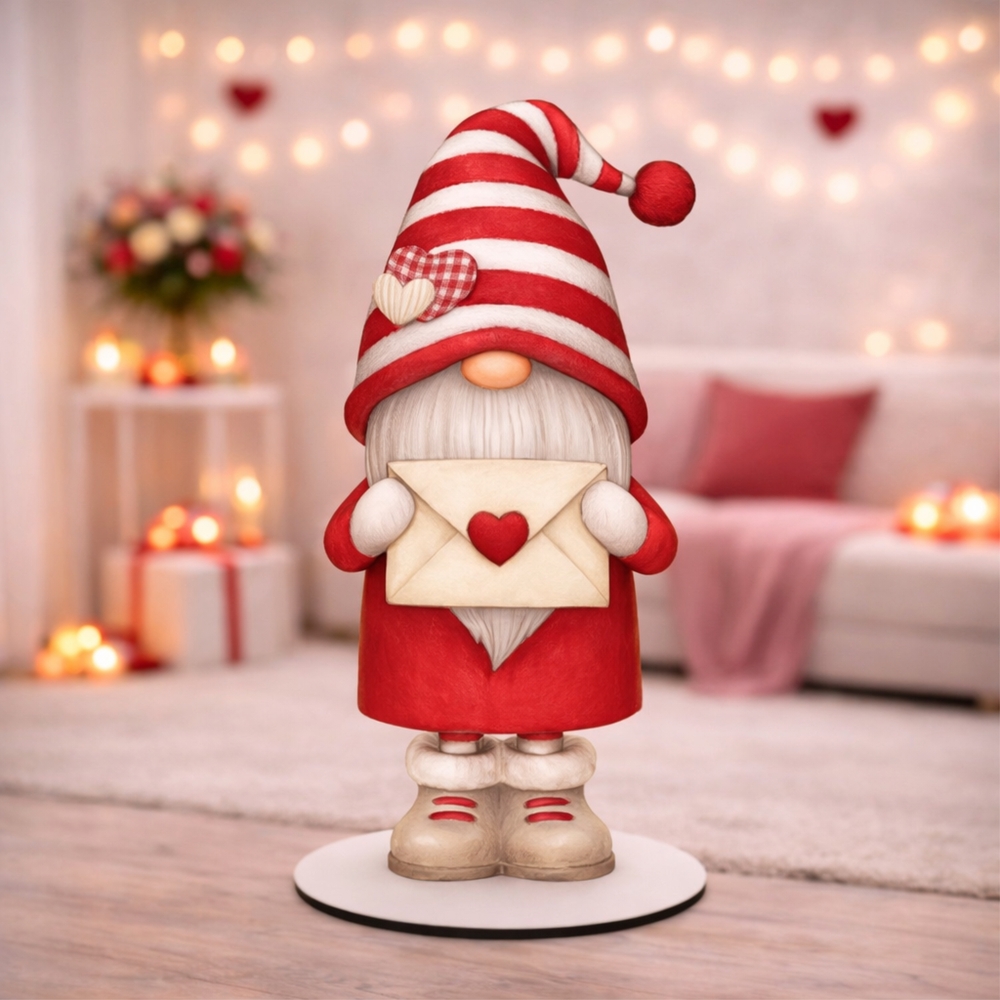 Ростова фігура з МДФ (6 мм), 80 см «Гномик з конвертом» з вашим логотипом