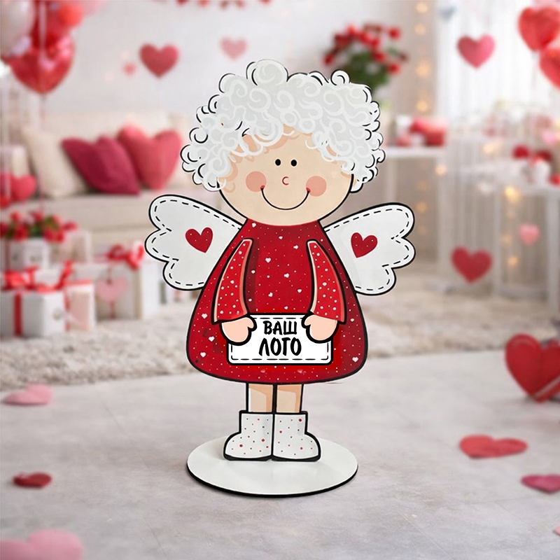 Ростова фігура з МДФ (6 мм), 80 см «Ангелик хлопчик» з вашим логотипом