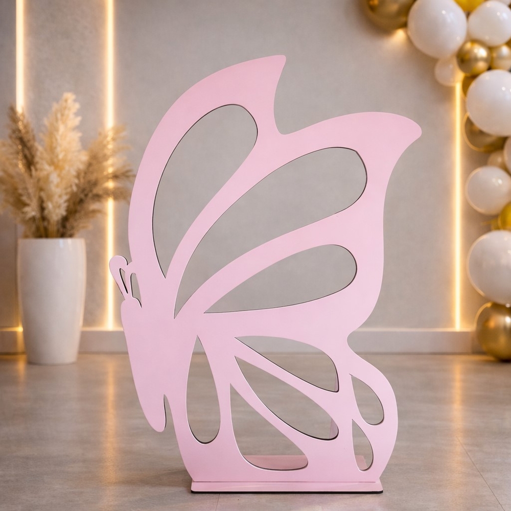 Ростова фігура з МДФ (6 мм), 80 см «Метелик у профіль рожевий» з вашим логотипом