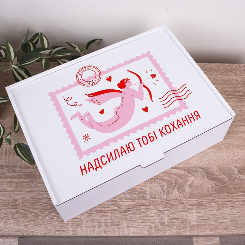 Подарункова коробка прямокутна 23×16×6.5 см «Надсилаю тобі кохання»
