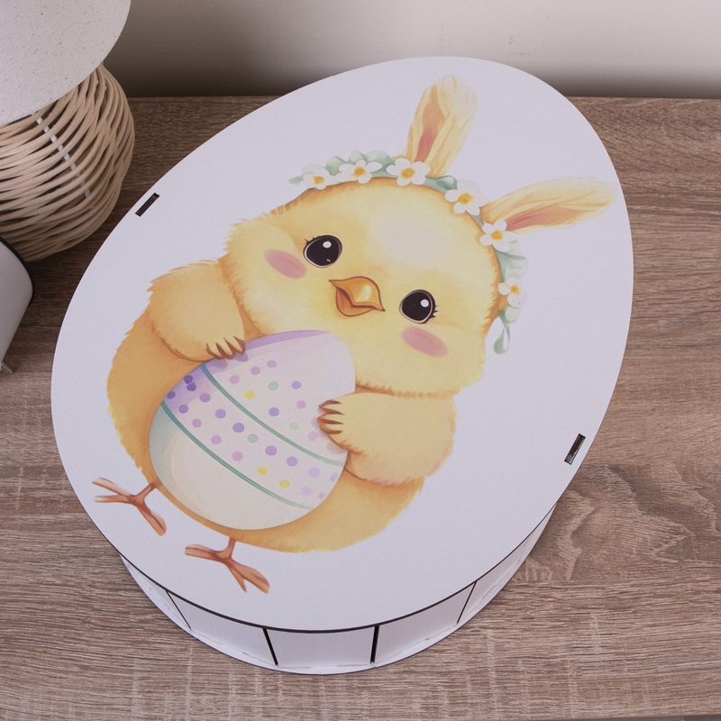 Овальна подарункова коробка Kinder 25×19×7.6 см «Пасхальне курчатно»