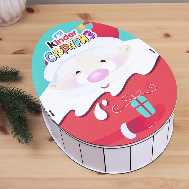 Овальна подарункова коробка Kinder 25×19×7.6 см «Санта»