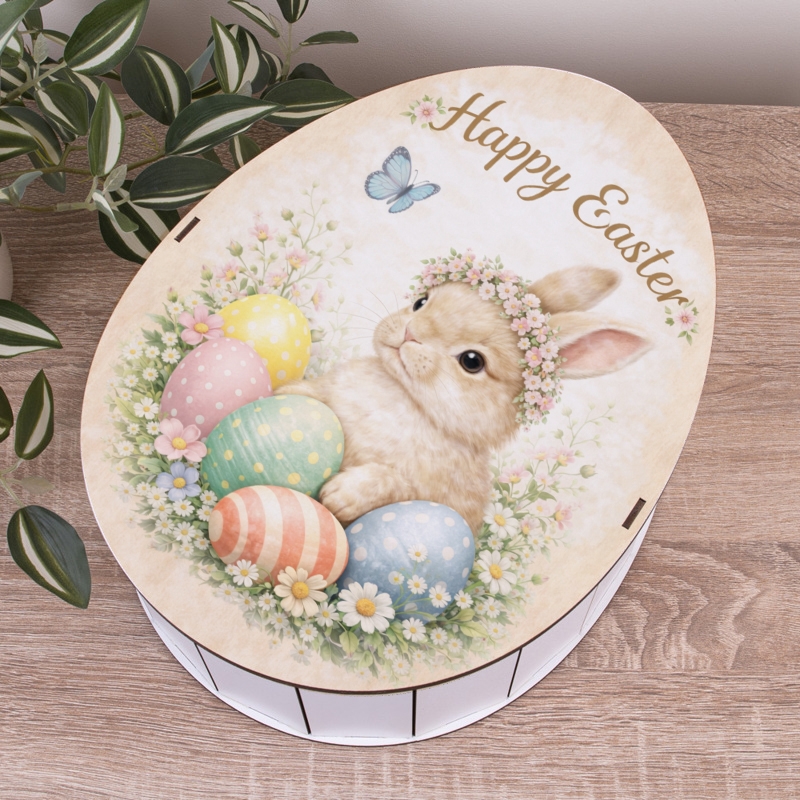 Овальна подарункова коробка Kinder 25×19×7.6 см «Happy Easter»