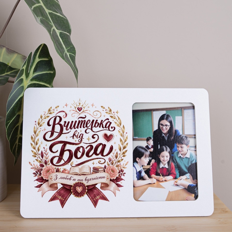 Фоторамка біла "Вчителька від Бога"