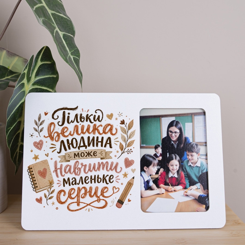 Фоторамка біла "Може навчити маленьке серце"