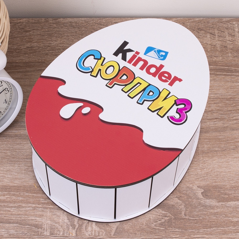 Овальна подарункова коробка Kinder 25×19×7.6 см без принта