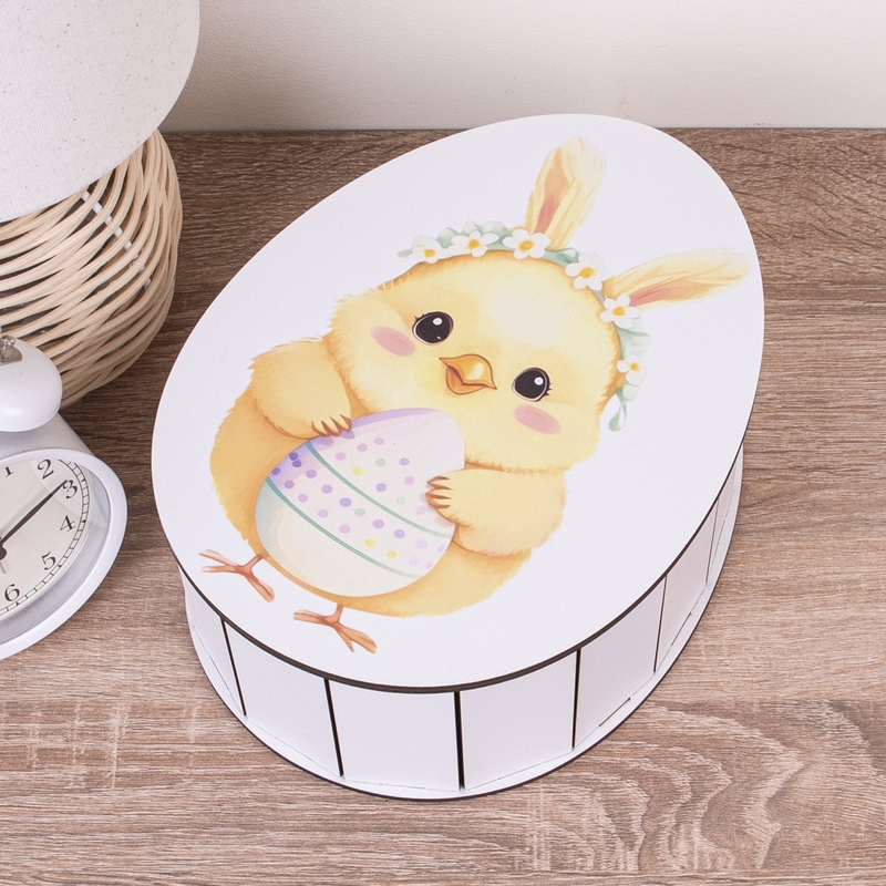Овальна подарункова коробка Kinder 25×19×7.6 см «Пасхальне курчатно»