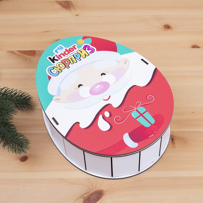 Овальна подарункова коробка Kinder 25×19×7.6 см «Санта»