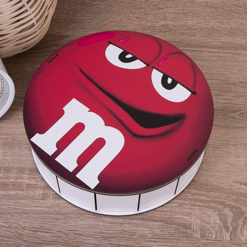 Подарункова коробка кругла червона ⌀27.3×9.6 см «M&M's червоний»