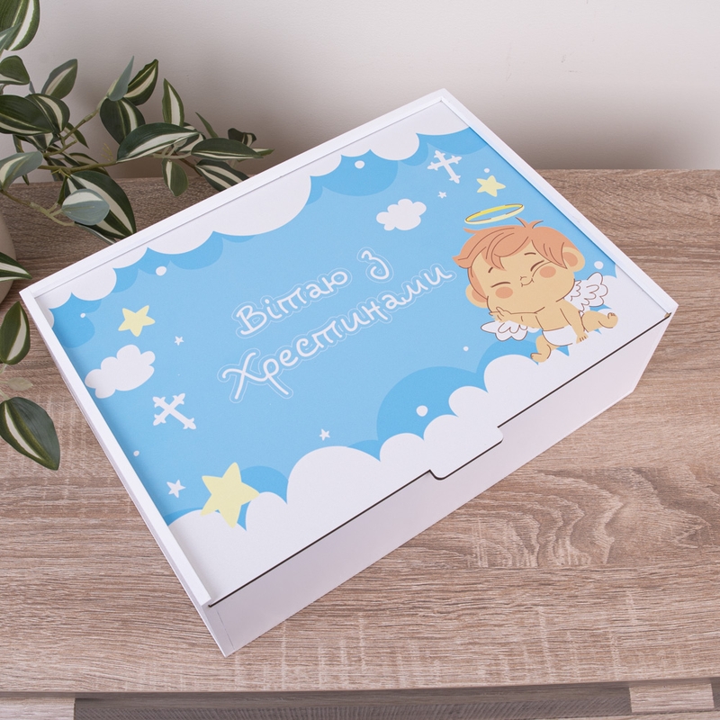 Подарункова коробка прямокутна 23×16×6.5 см «Хрестини»