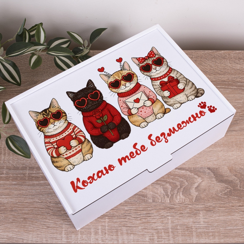Подарункова коробка прямокутна 23×16×6.5 см «Кохаю тебе безмежно»