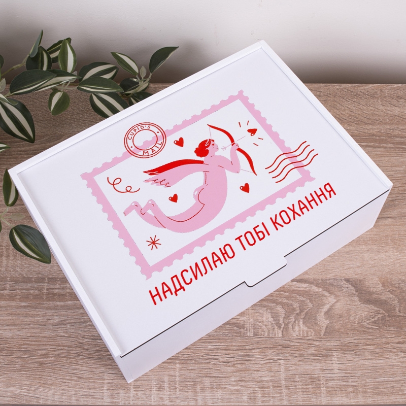 Подарункова коробка прямокутна 23×16×6.5 см «Надсилаю тобі кохання»