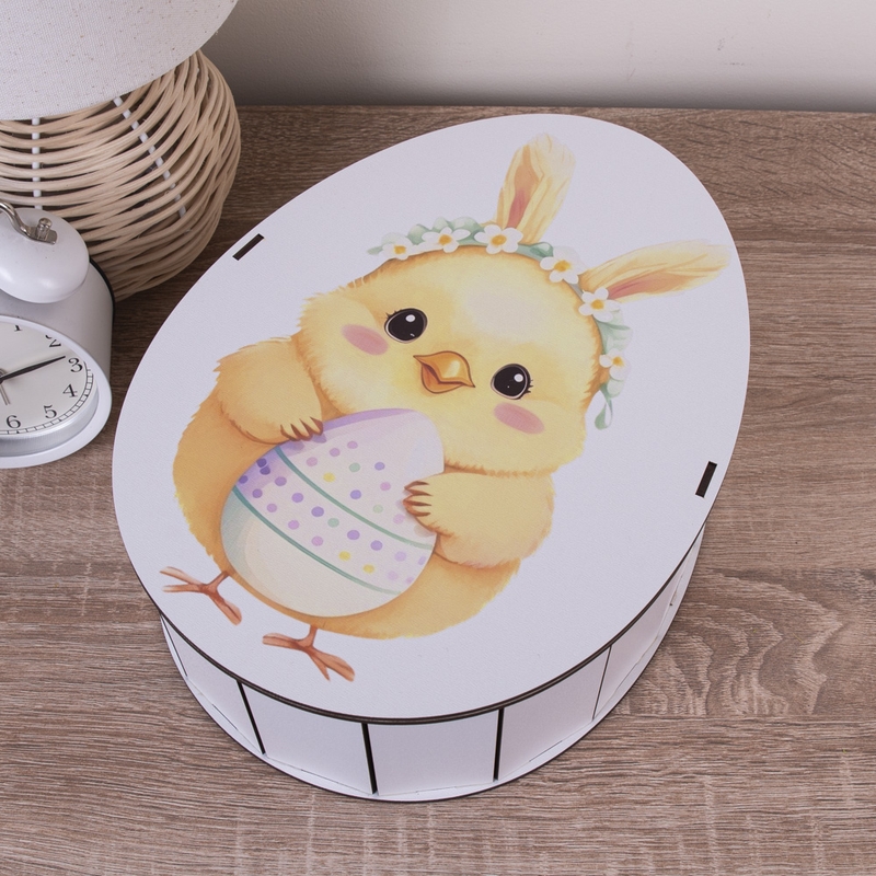 Овальна подарункова коробка Kinder 25×19×7.6 см «Пасхальне курчатно»