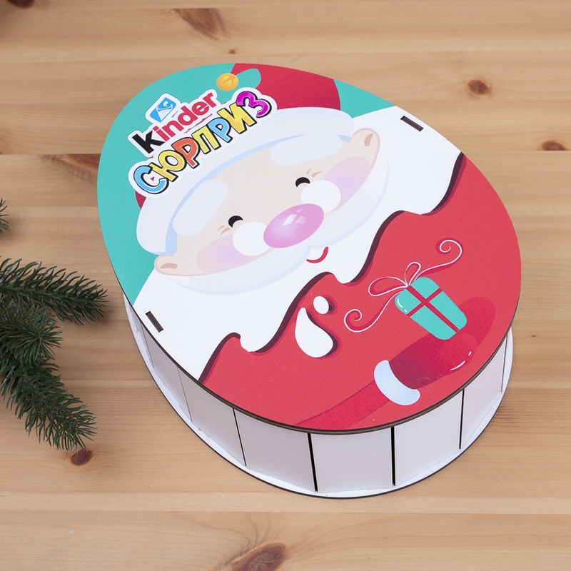 Овальна подарункова коробка Kinder 25×19×7.6 см «Санта»