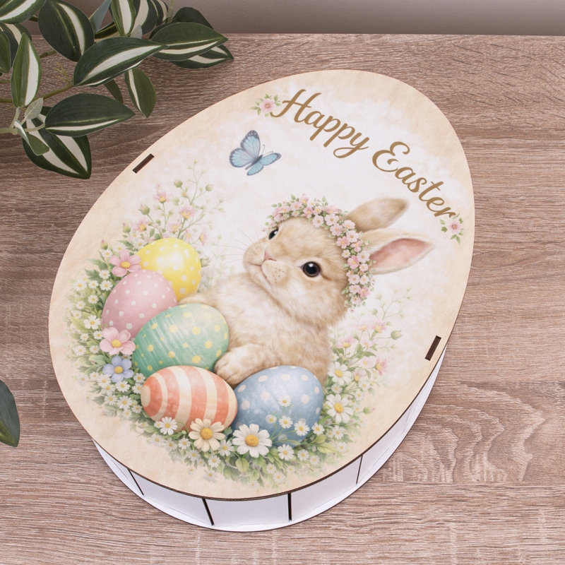 Овальна подарункова коробка Kinder 25×19×7.6 см «Happy Easter»