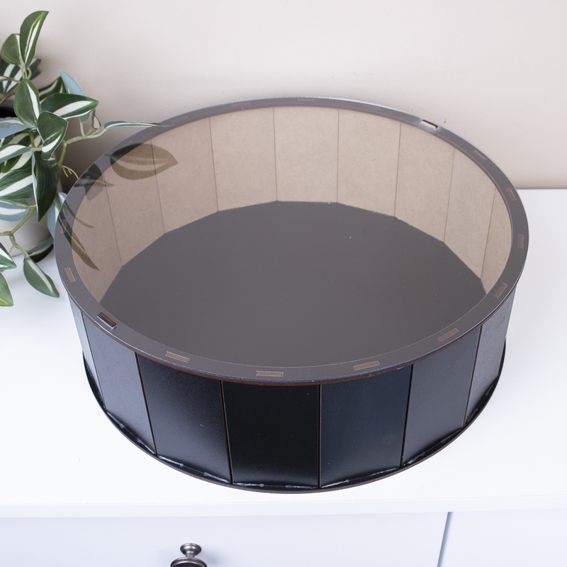 Подарункова коробка кругла чорна з прозорою кришкою ⌀19.5×5.5 см «для»
