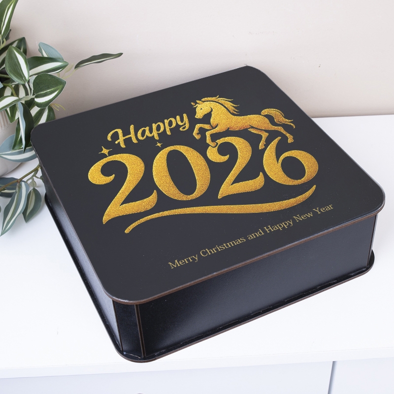 Коробка квадратна чорна Happy 2026
