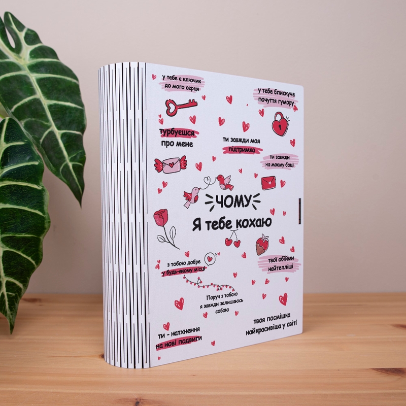 Подарункова коробка у формі книги 25×21×6 см «Чому я тебе кохаю»