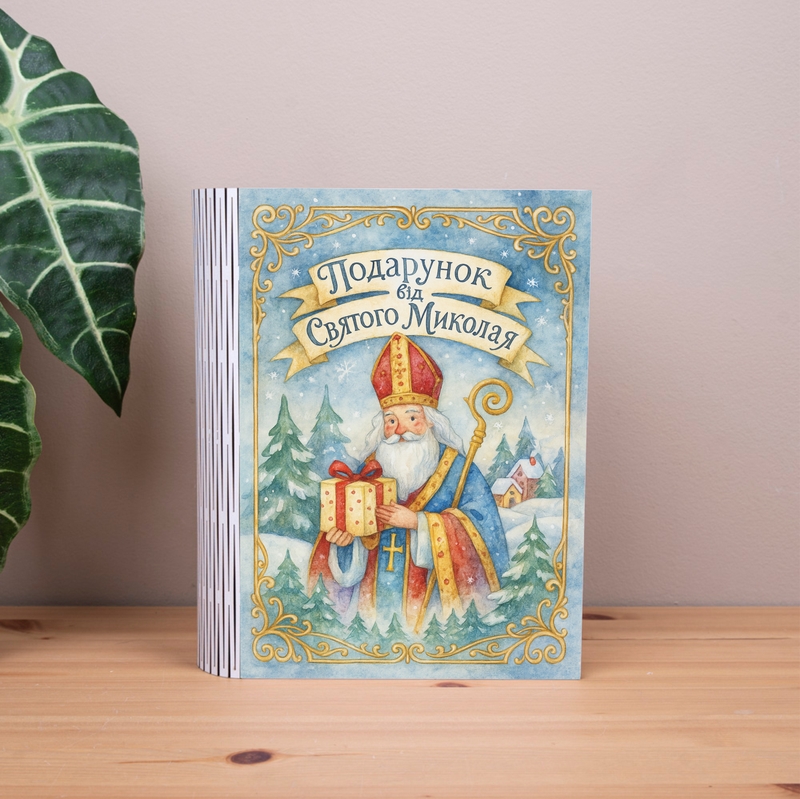 Подарункова коробка у формі книги 25×21×6 см «від Святого Миколая»