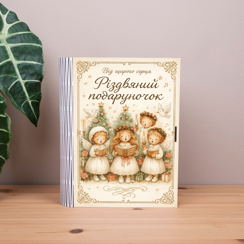 Подарункова коробка у формі книги 25×21×6 см «Різдвяний подаруночок»