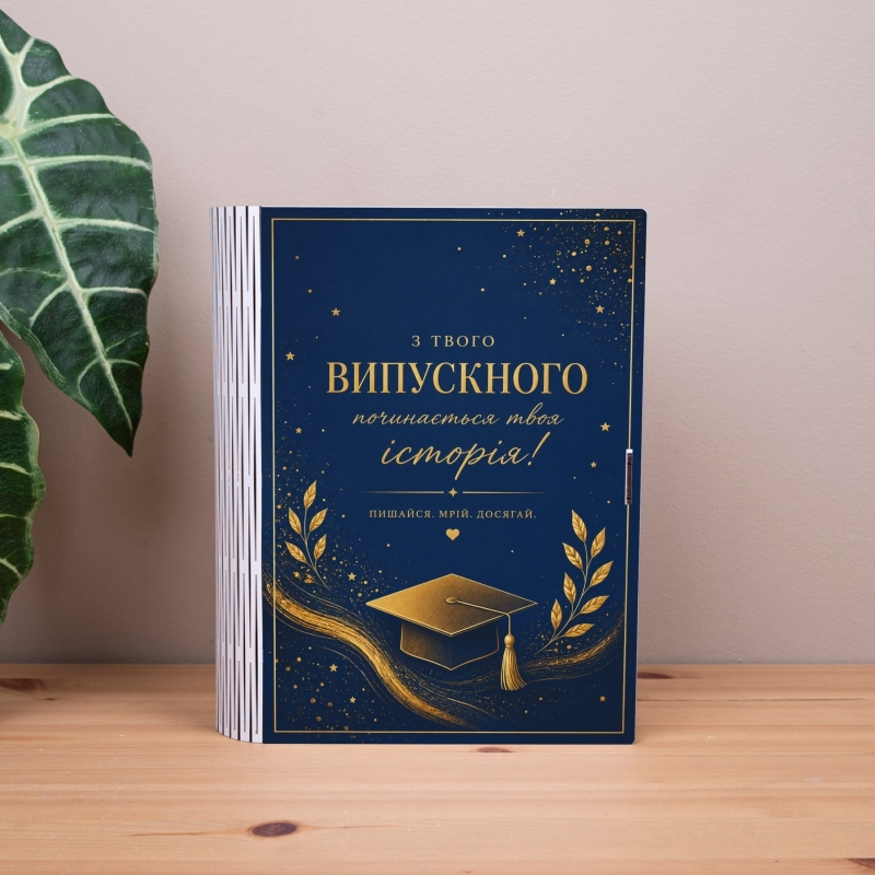 Подарункова коробка у формі книги 25×21×6 см «З випускного починаєтьяс історія»