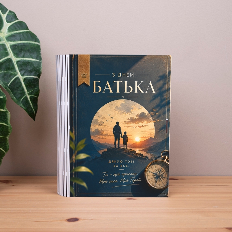 Подарункова коробка у формі книги 25×21×6 см «З днем Батька класична книга»