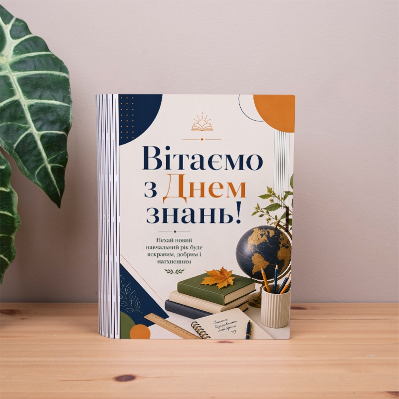 Подарункова коробка у формі книги різноколірна 25×21×6 см «Вітаємо з днем знань!»